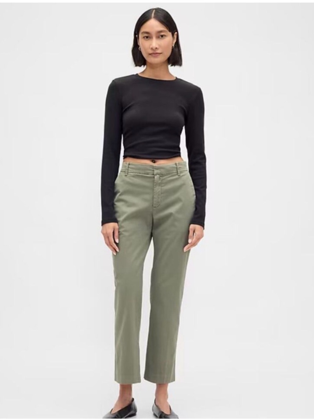 Women's Tailored Crop in Olive Green
